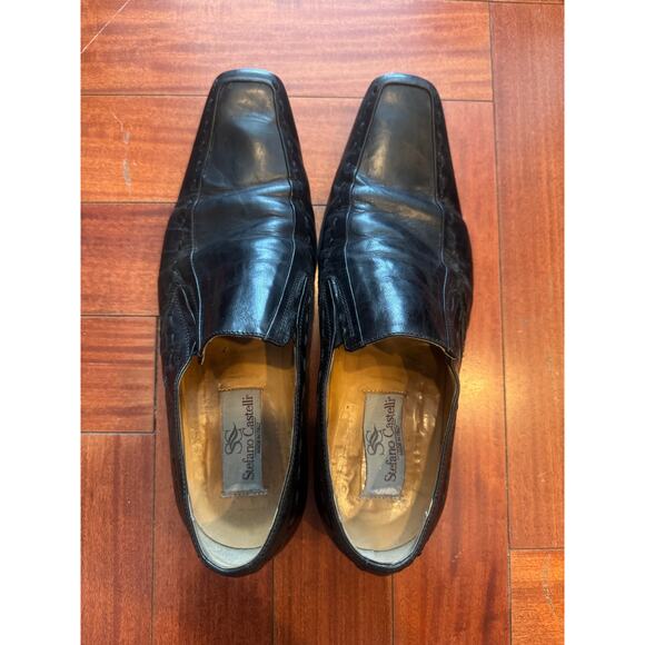 Stefano Castelli Italian Leather Dress Shoes Mens EU 40 Black Loafers Square Toe main image 11